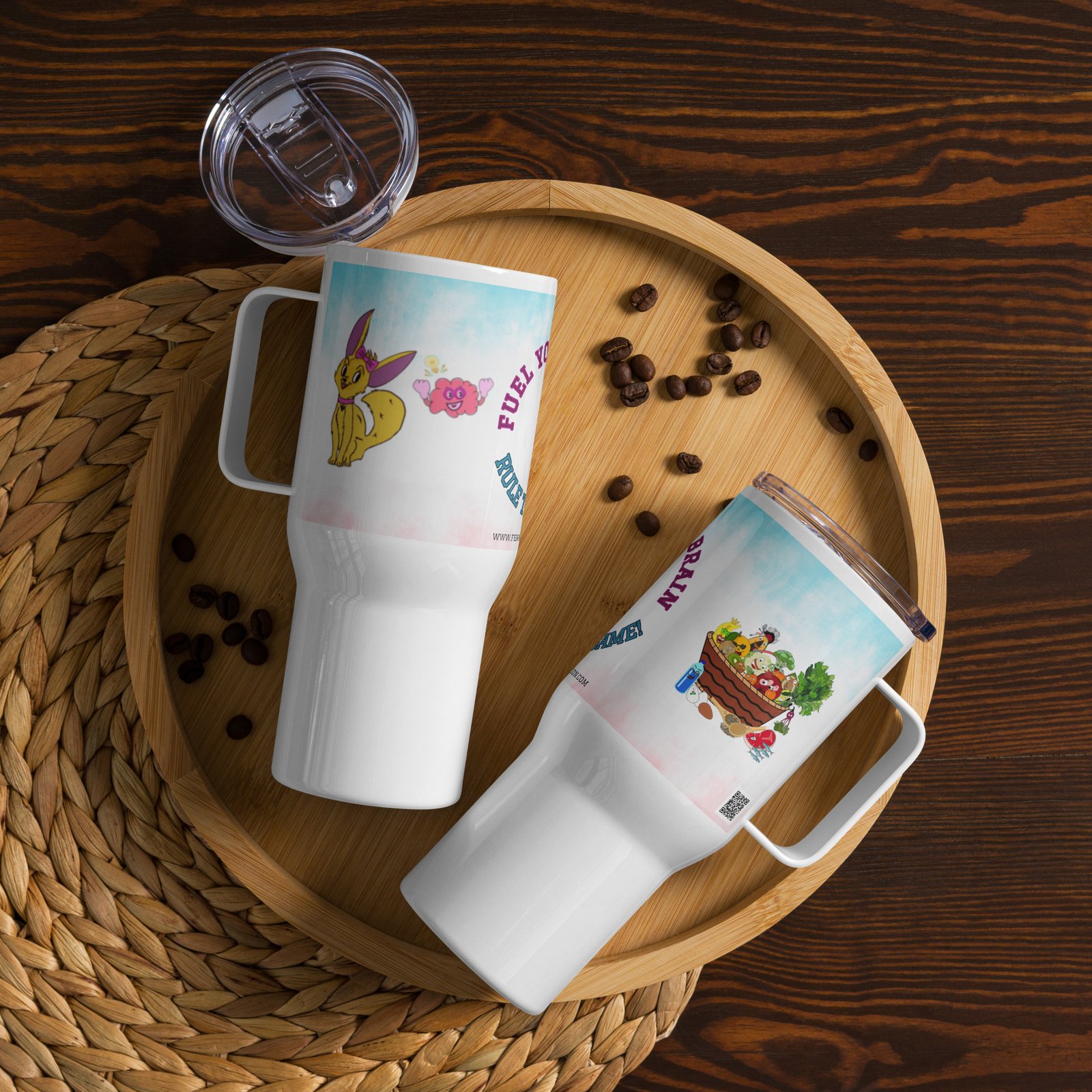 Fuel your Brain, rule the game! Travel mug with a handle - Image 2